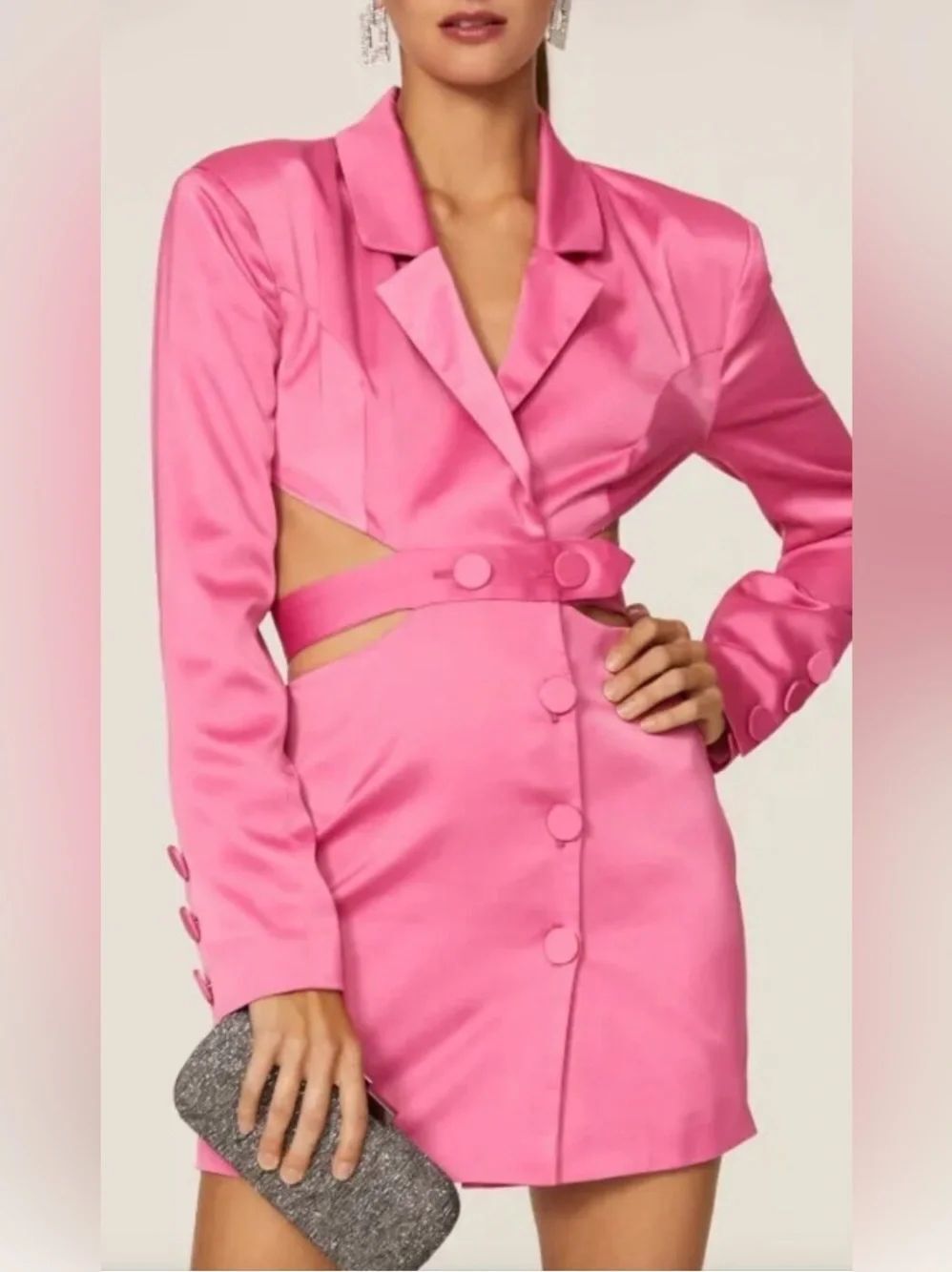 For Love And Lemons Hot Pink Belted Cut Out Dress Size XS